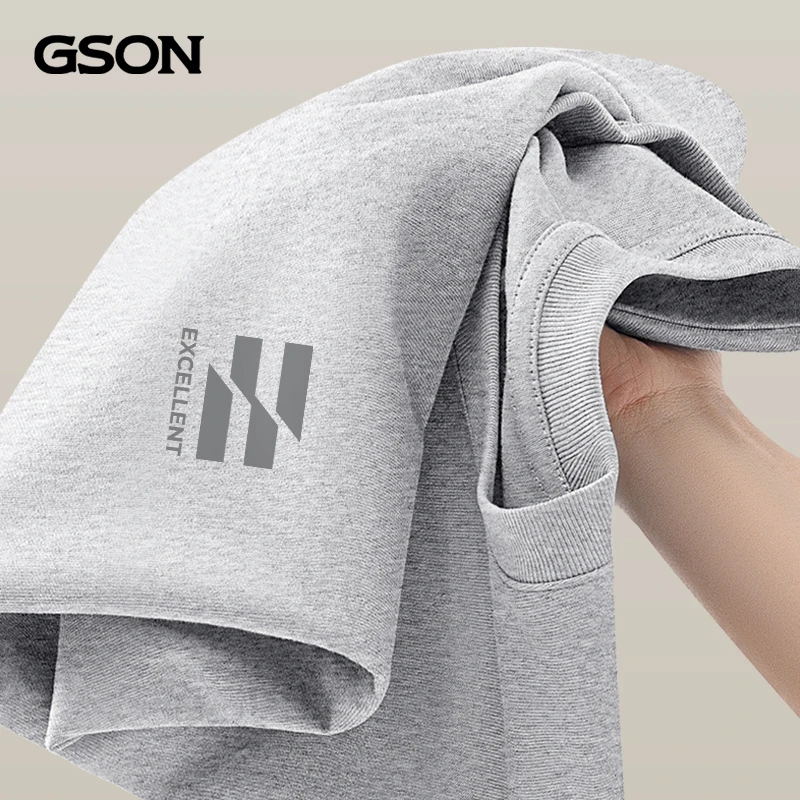 GSON潮牌2025夏季新款透气纯棉短袖t恤衫男美式简约男士百搭半袖