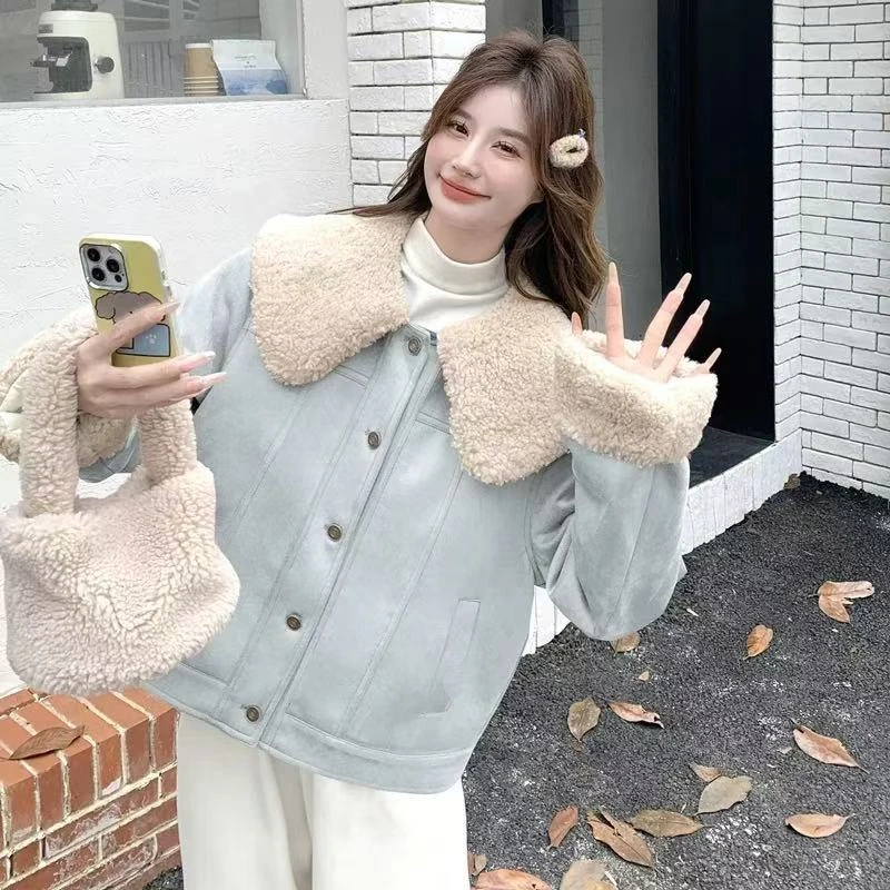 （收）冬季新款大码 D10-1潮流时尚娃娃领休闲短款外套羽绒服