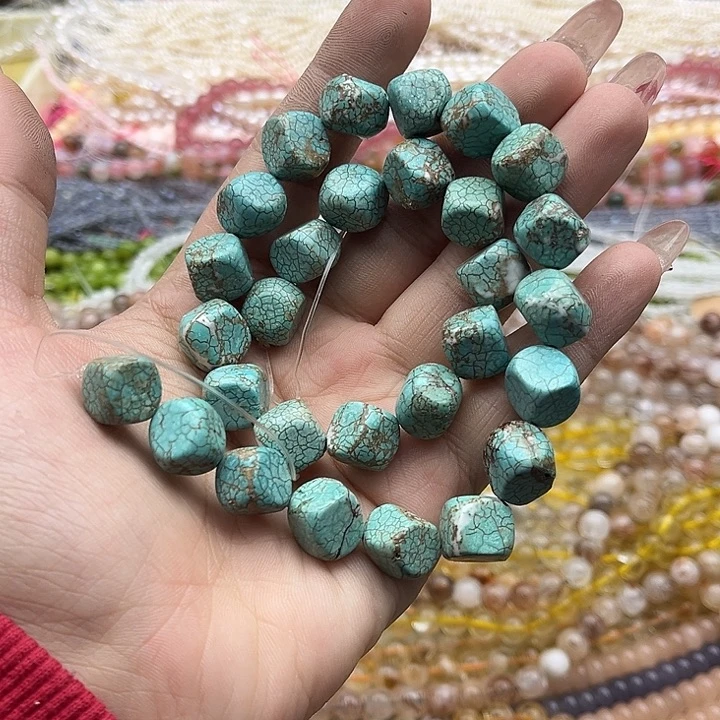 玛瑙/玉髓珠宝半成品未镶嵌一条11mm左右松石对角方糖