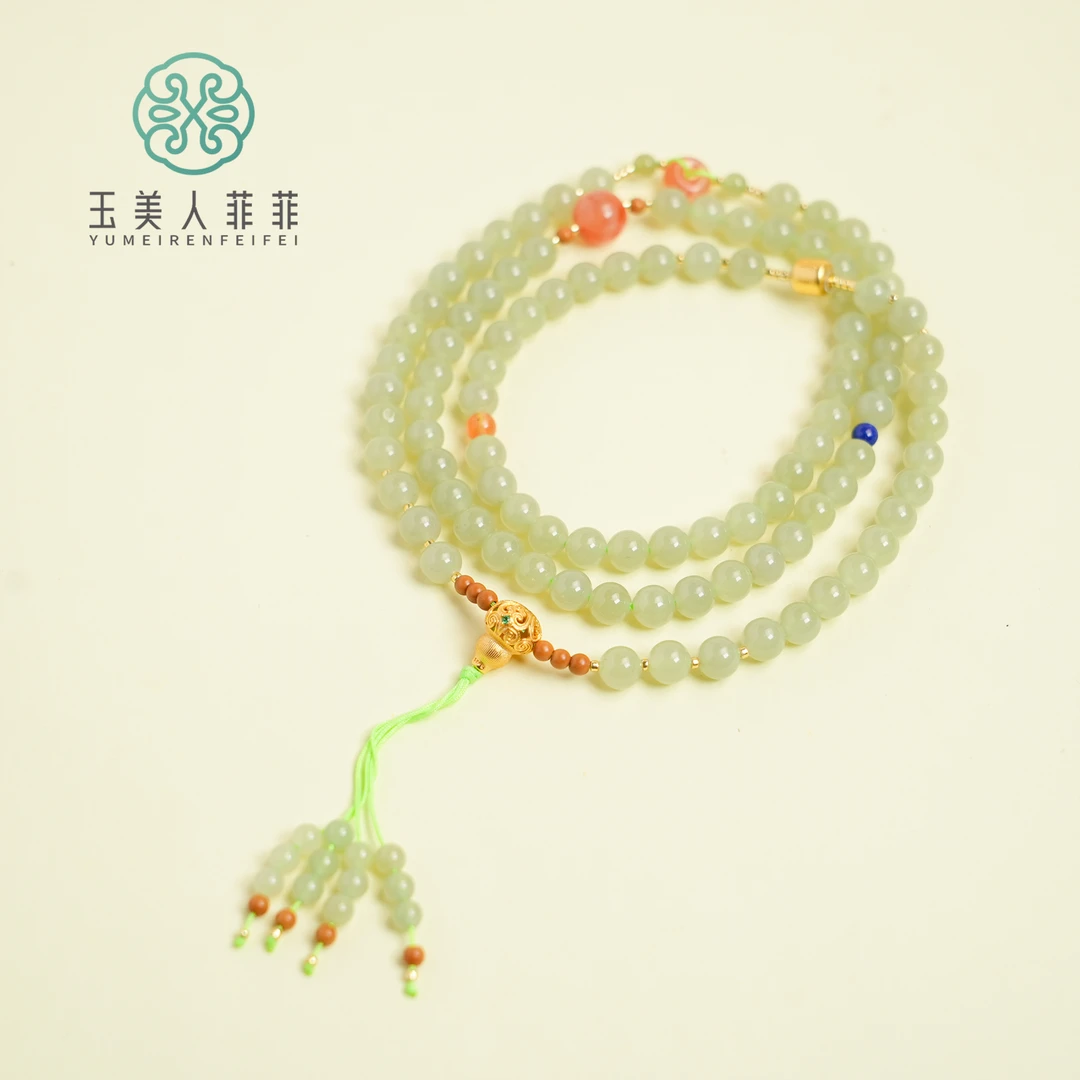 菲菲珠宝好*和田玉项链约6mm 多样性发一