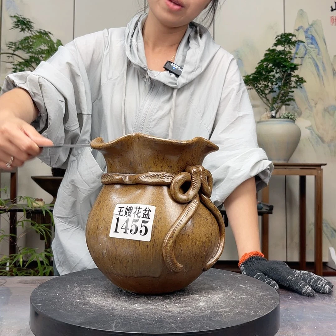 紫砂花盆王嫂花盆直播0603- 1455无孔 高20口16