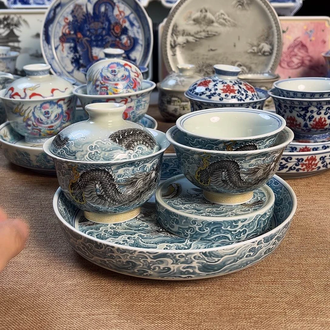 高温釉下彩茶具套装