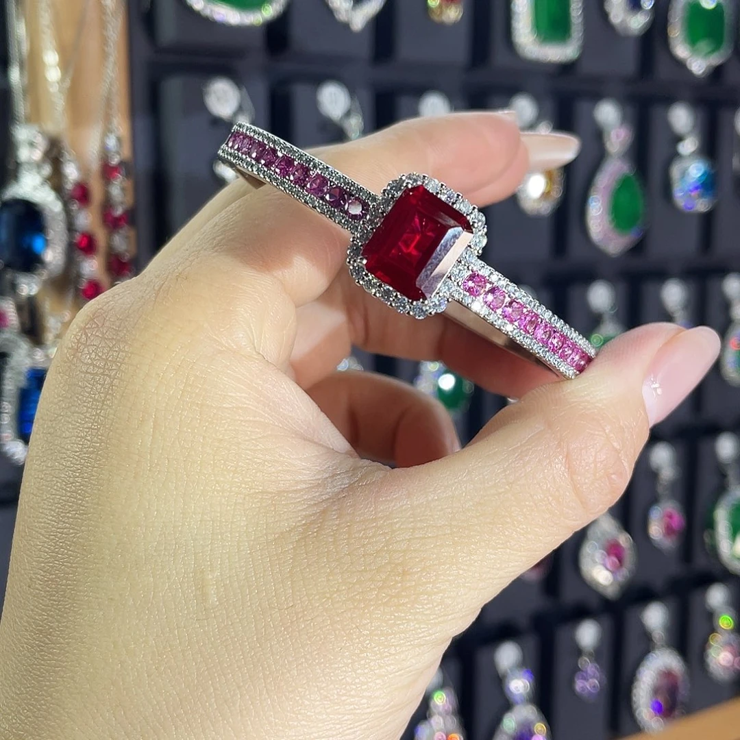 手链红宝石银S925镶嵌