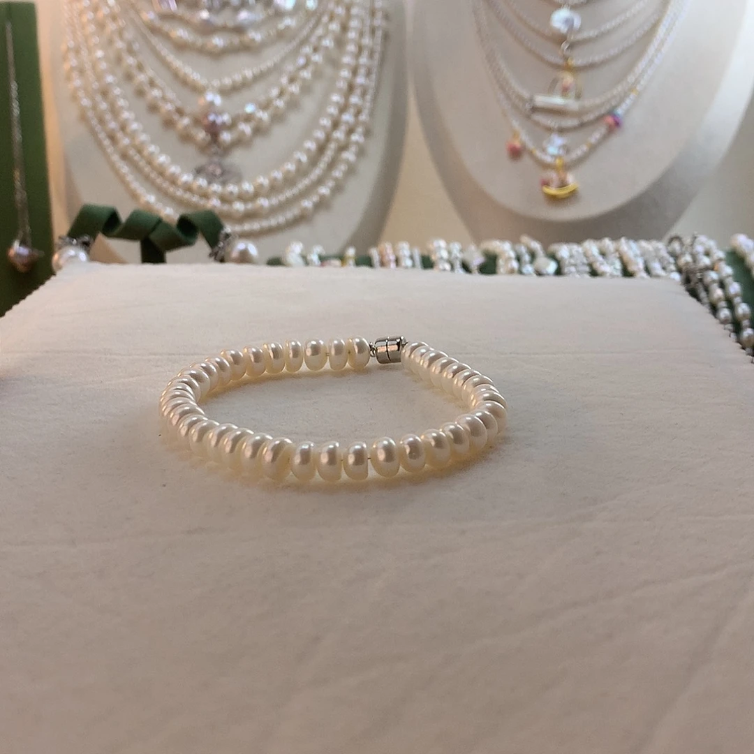 银S925镶嵌淡水珍珠手绳