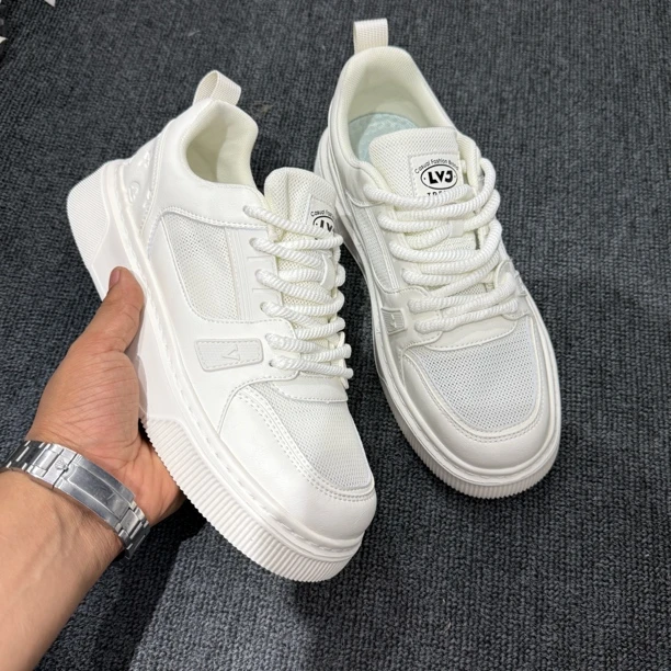 休闲板鞋网面圆头板鞋运动休闲鞋增高厚底休闲鞋镂空