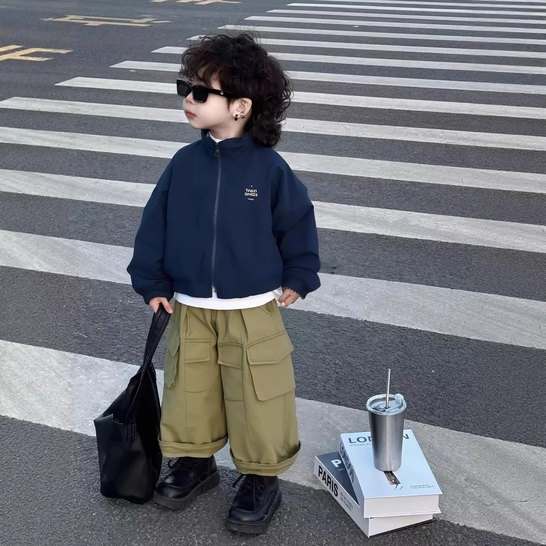 2025男童秋季新款套装韩版儿童休闲外套春秋上衣工装休闲裤两件套