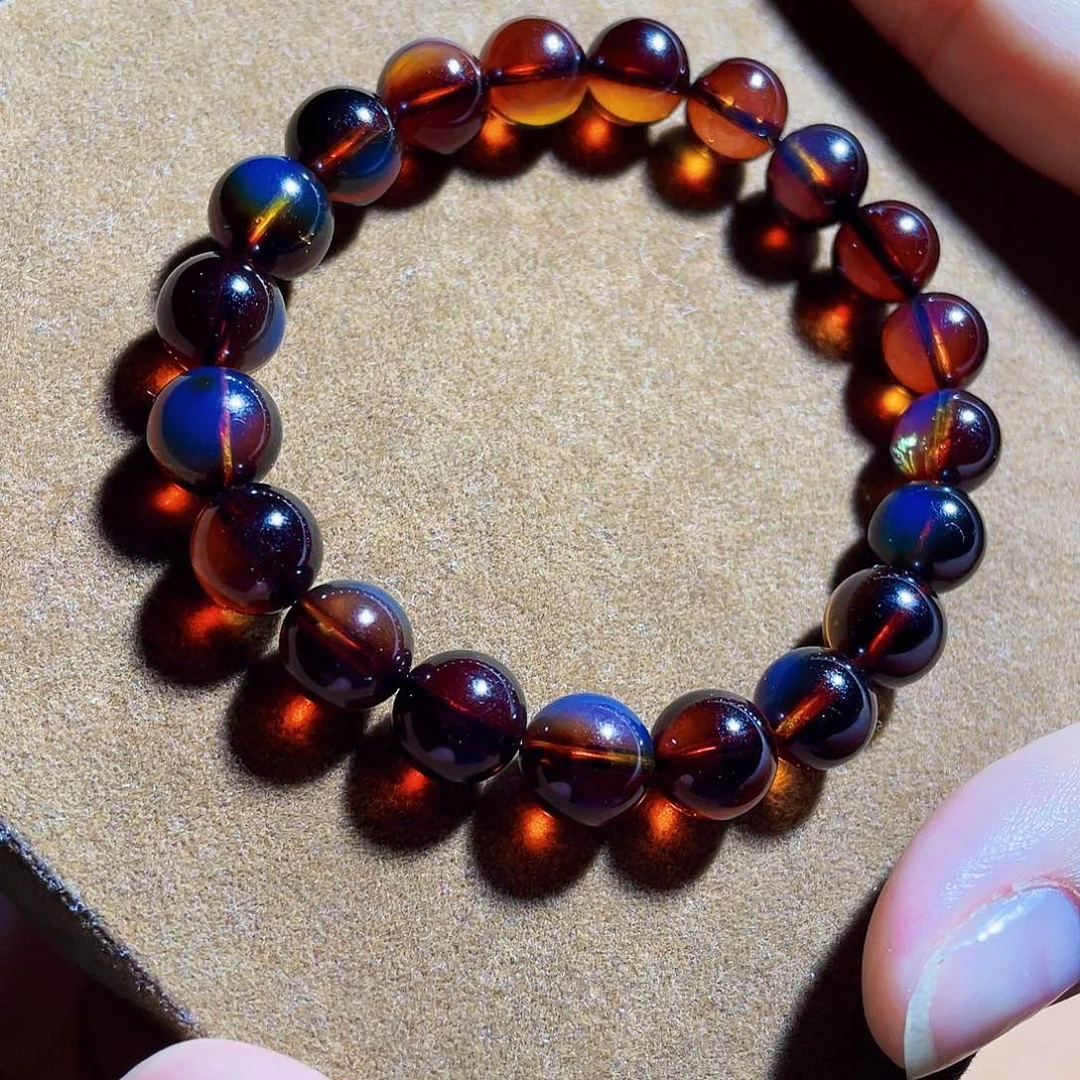 蓝珀未镶嵌裸石9红蓝单圈