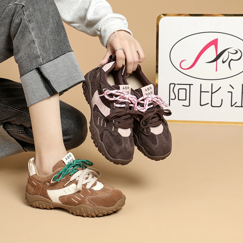 阿比让牛皮时尚百搭ins舒适复古潮流软底轻便休闲鞋