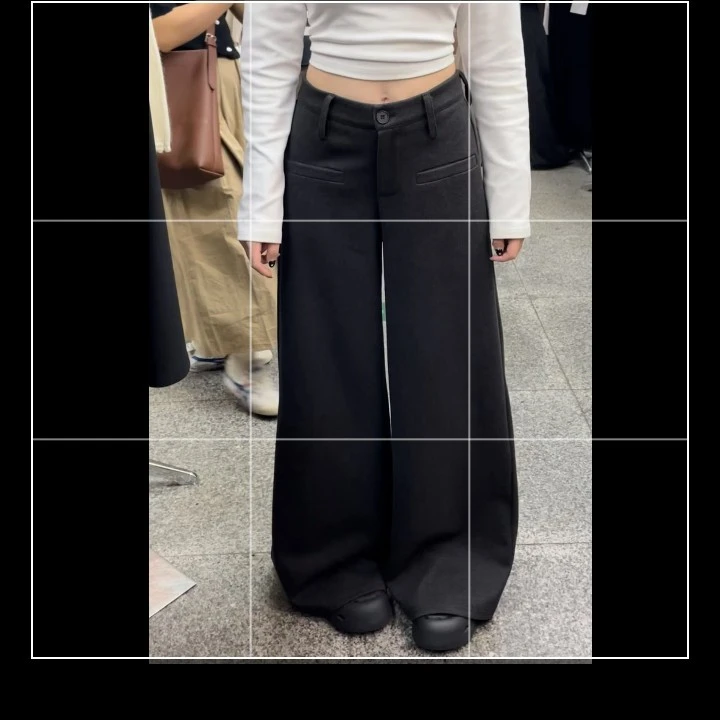 3837呢料高腰显瘦西装阔腿裤秋冬新款直筒拖地百搭设计感
