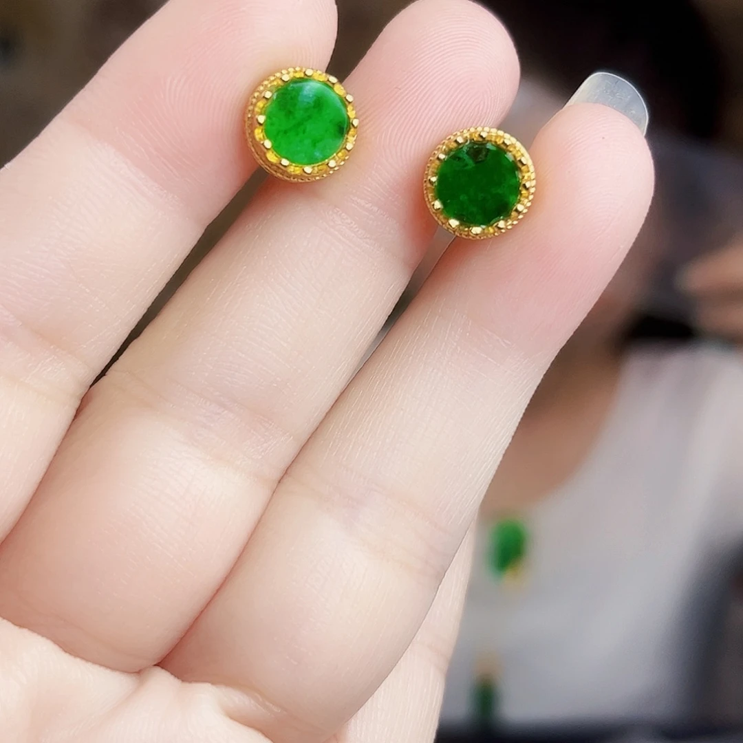 翡翠银S925镶嵌颈饰耳饰