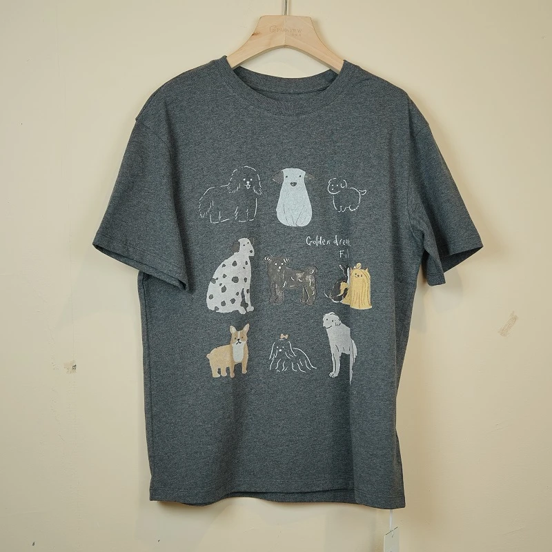 PARKVIEW/百芙川白色纯棉T恤休闲夏季印花圆领卡通T恤HF1151-2