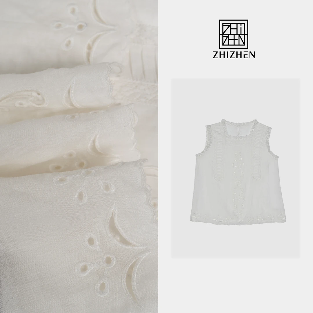 春夏新款时尚刺绣花边上衣【烟萝】