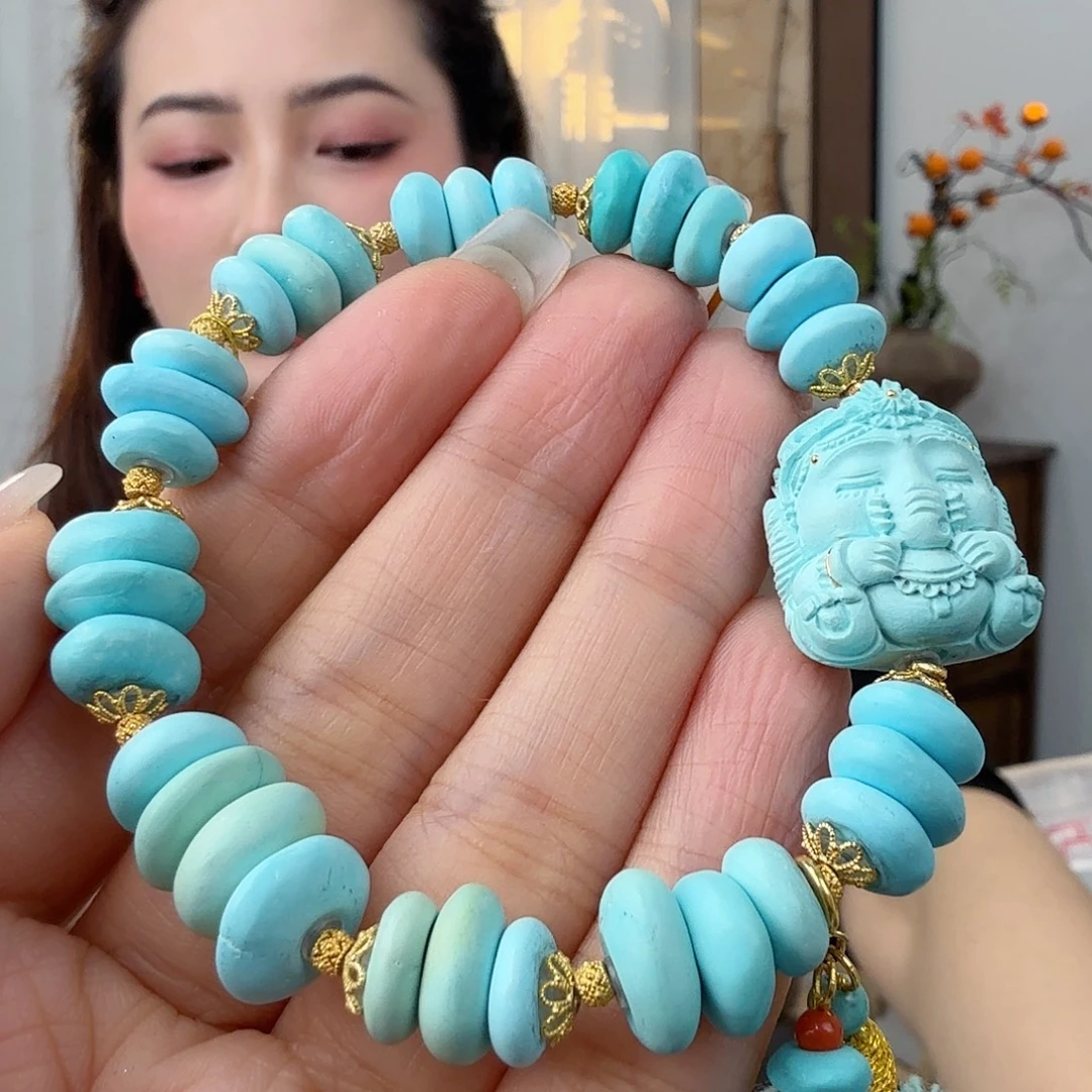 绿松石18K金镶嵌珠宝奇石