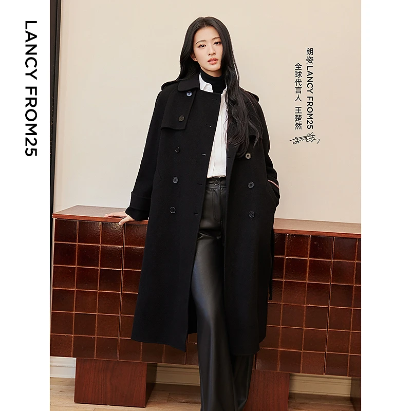 【粉丝专享】【王楚然同款】朗姿纯羊毛高级感大衣外套2025新款爆款