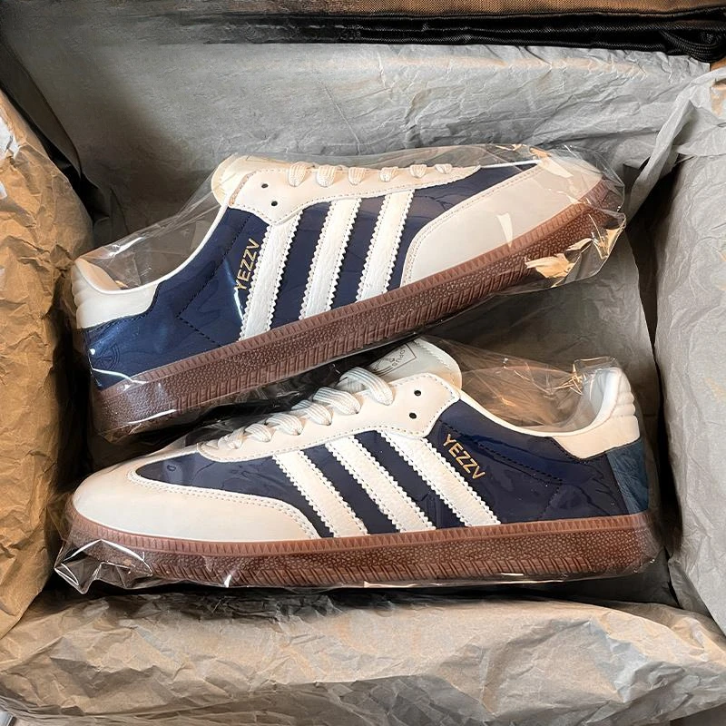 潮牌三杠德训鞋男女款夏季2025新款海蓝色情侣运动休闲潮鞋阿甘鞋