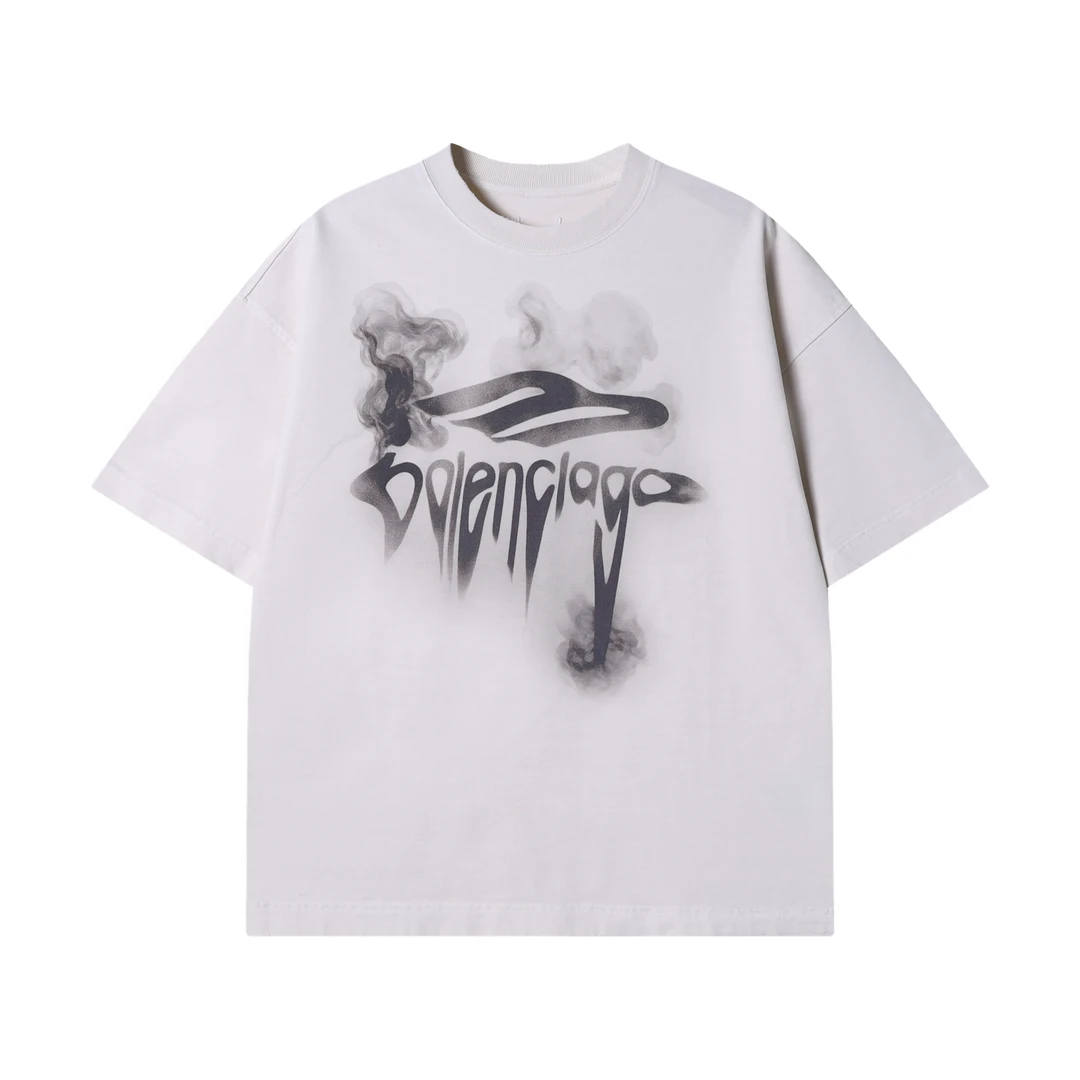 夏季高级感新款韩版扎染字母印花圆领短袖T恤重磅情侣宽松上衣