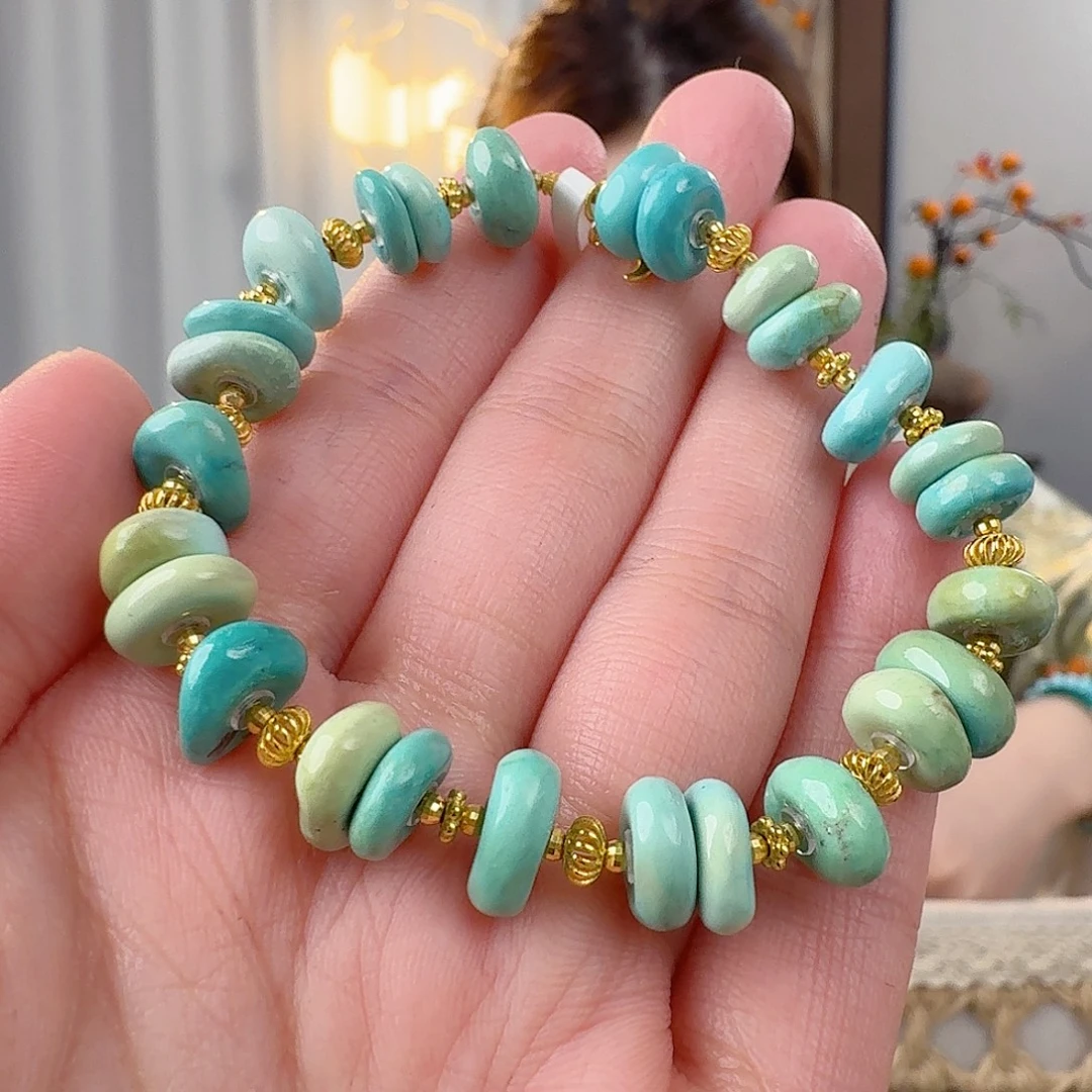 绿松石18K金镶嵌珠宝半成品