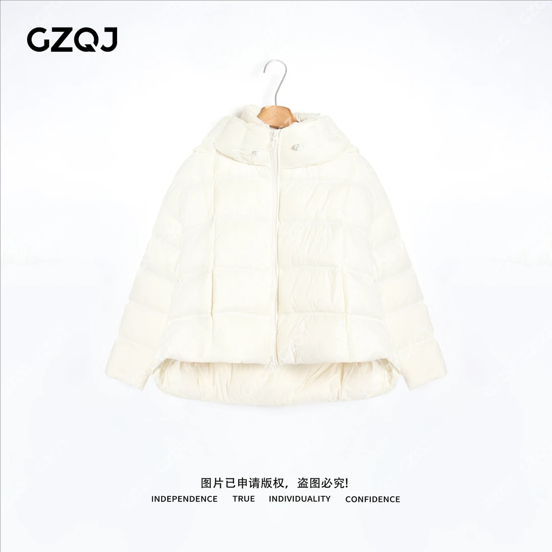 老琴私服【雪绒轻羽】90白鹅绒简约百搭冬季爆款连帽羽绒服女冬0650
