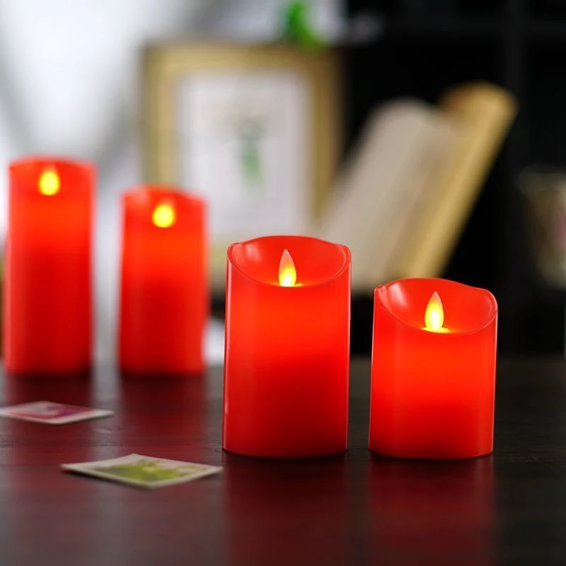 新年红色led电子蜡烛灯节日店庆婚庆酒店家用摆件餐厅装饰品