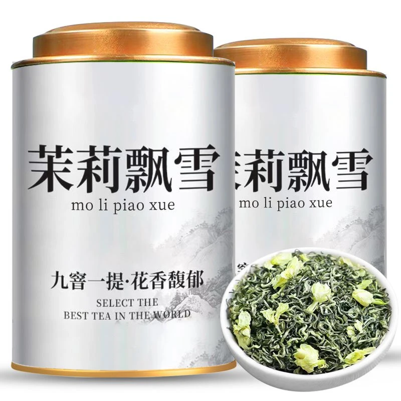 茉莉飘雪2025新茶明前头采浓香耐泡型茉莉花茶飘雪花草茶罐装