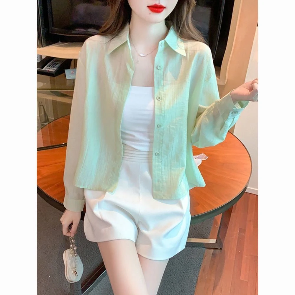 冰丝雪纺防晒衣外套短版短广州十三行新款老钱风松弛感女装贵气