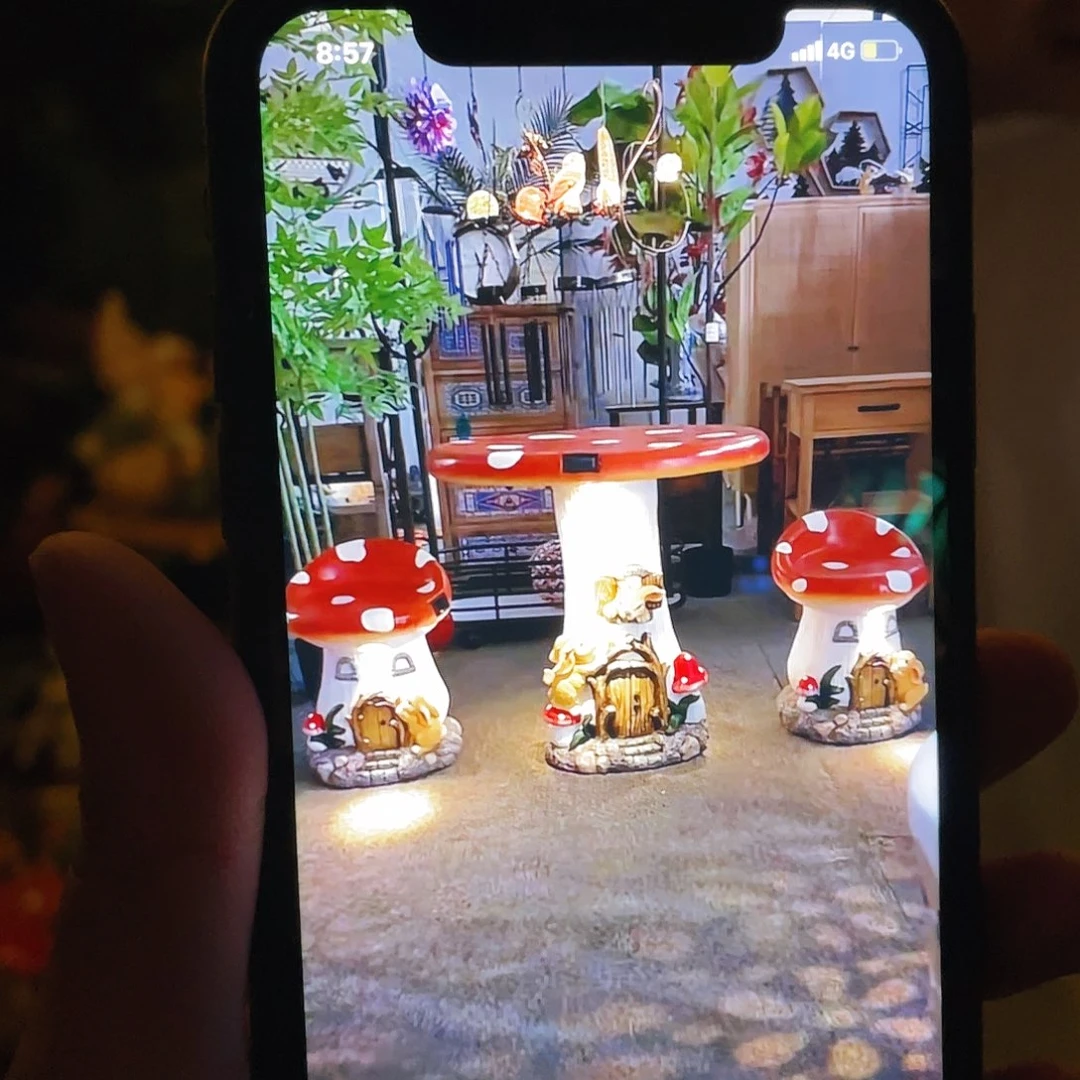 红陶花园庭院摆件一桌两凳&003&