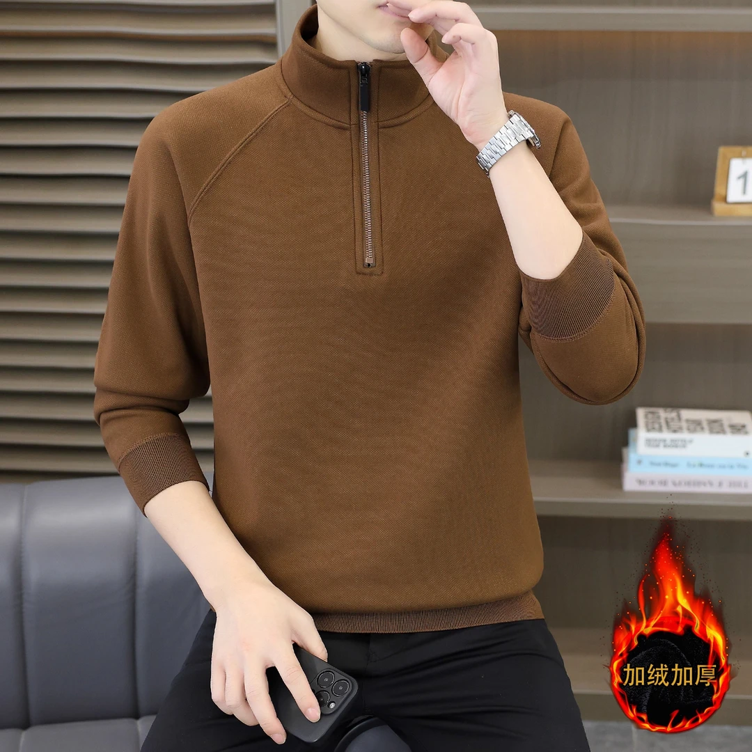 潮流立领男士卫衣男款秋冬季2025新款时尚休闲加绒加厚打底衫上衣