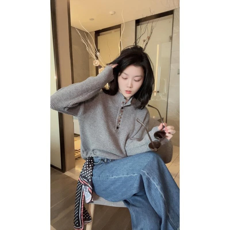 【悦悦专属】多巴胺彩色扣半高领针织毛衣S314