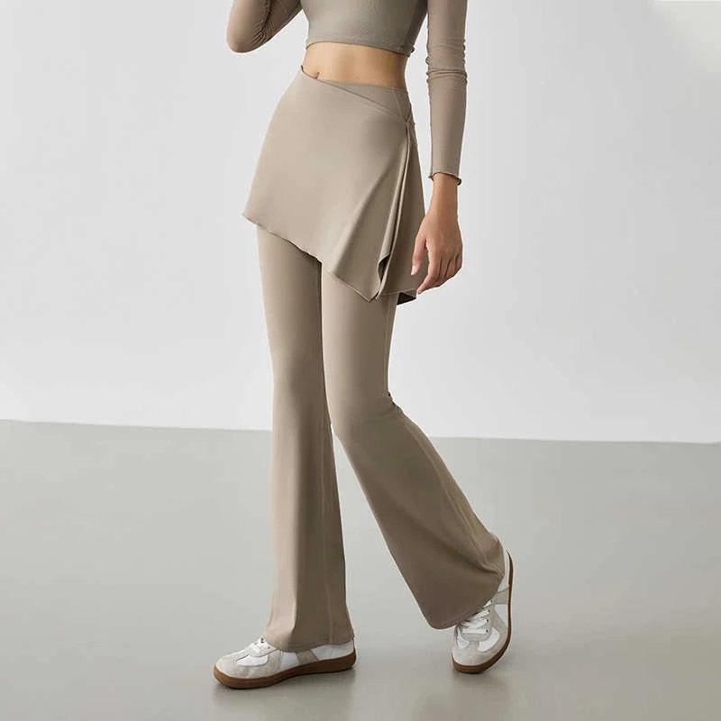 假两件瑜伽裤女春秋新款时尚宽松微喇裤提臀普拉提运动训练健身裤