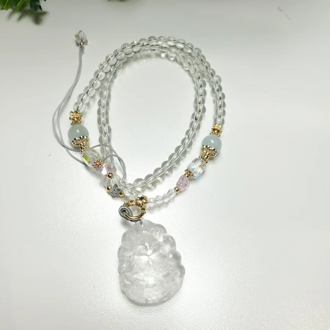 Q413【赵小姐】时尚百搭天然白水晶吊坠多样性发其一