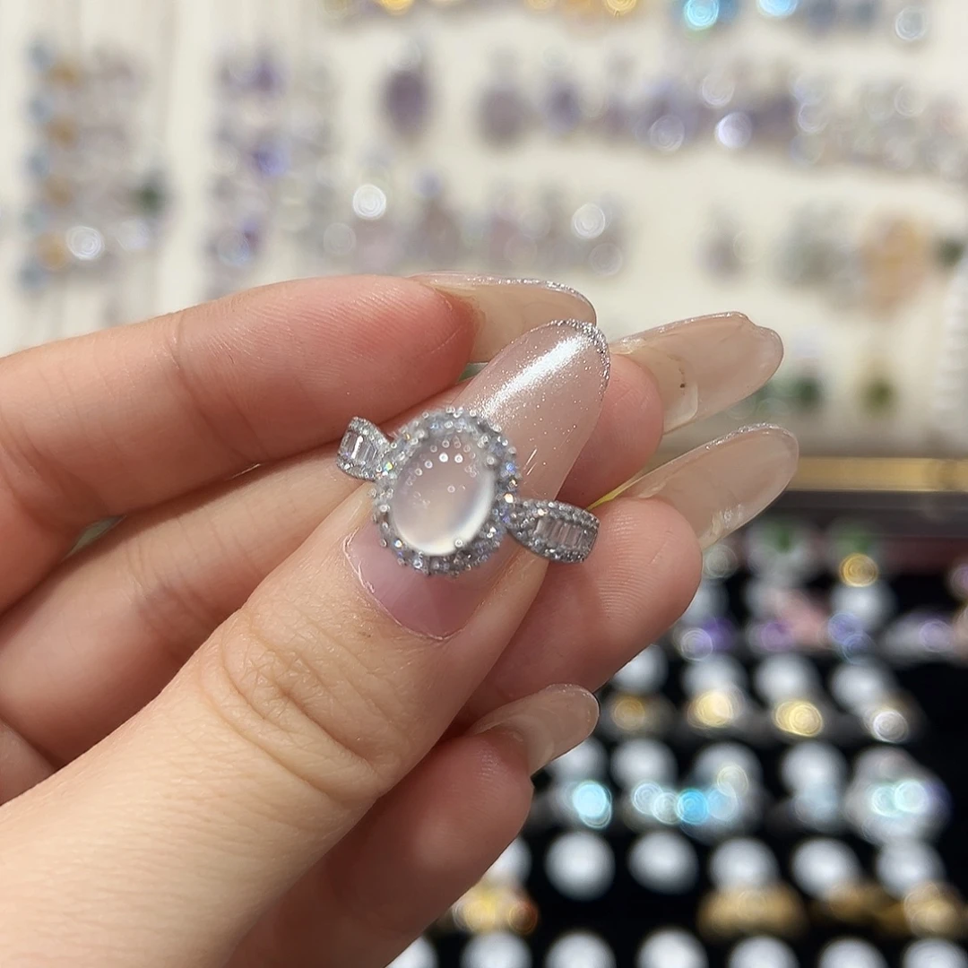 N***8蛇纹石玉银S925镶嵌戒指