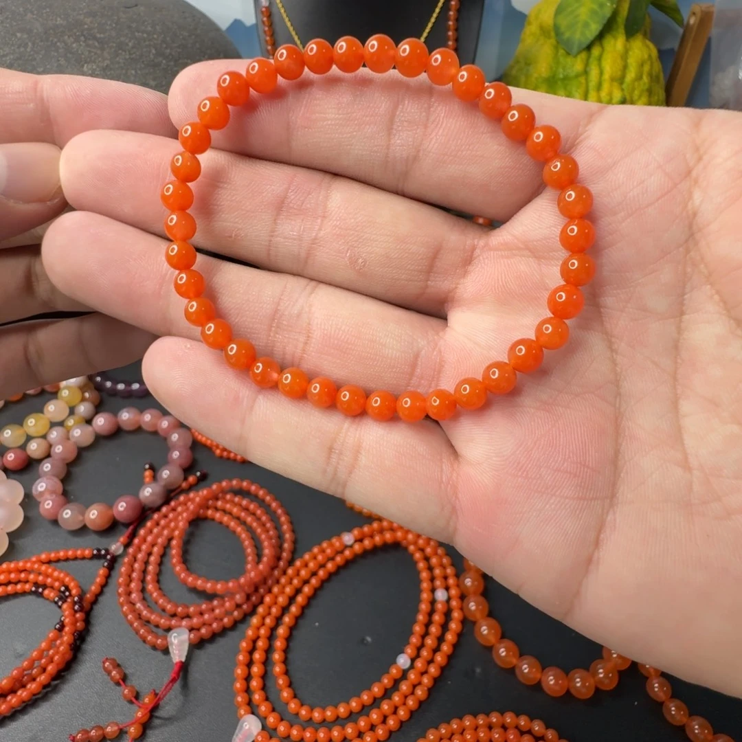 南红玛瑙未镶嵌单圈卡5柿子红