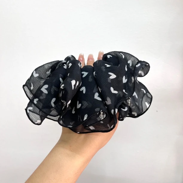 夏季新品雪纺爱心可爱甜心减龄裙摆半扎发圈