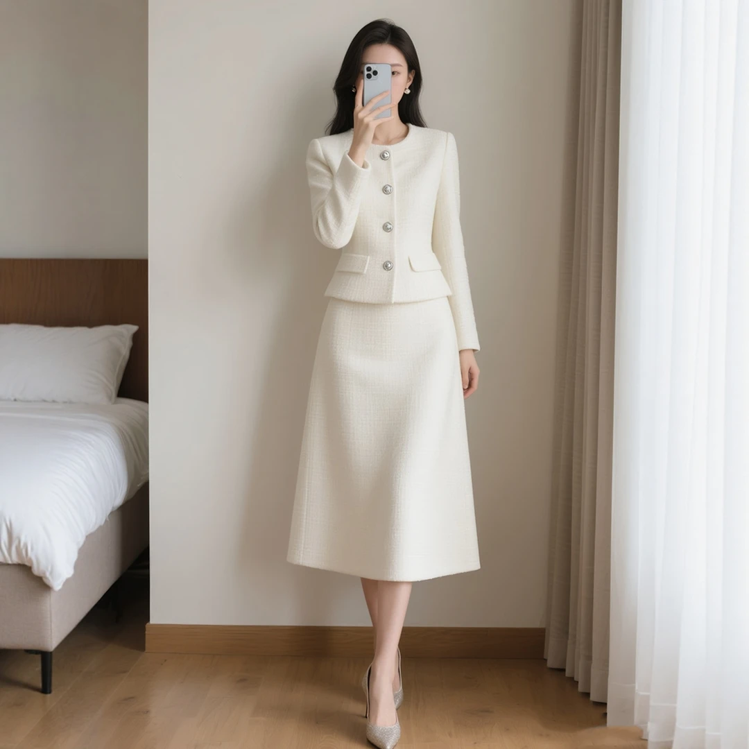 秋季新款女装时尚法式复古高级感两件套装半身裙子秋冬小香风通勤