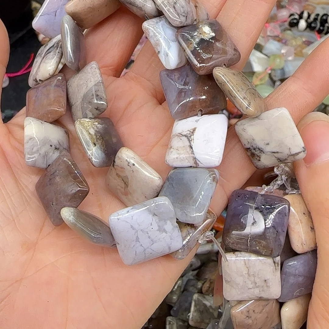 玛瑙/玉髓合金珠宝半成品烟紫玛瑙15mm牌子一条