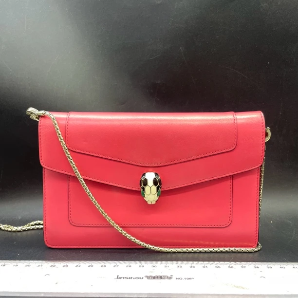 95新 BVLGARI/宝格丽 1蛇头红色斜挎包/14772