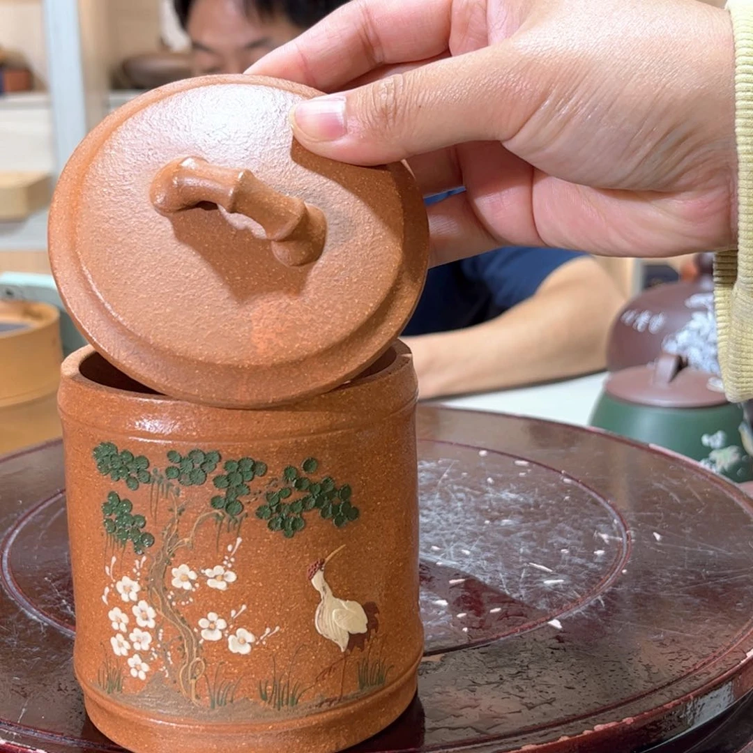 紫砂茶叶罐微瑕花泥
