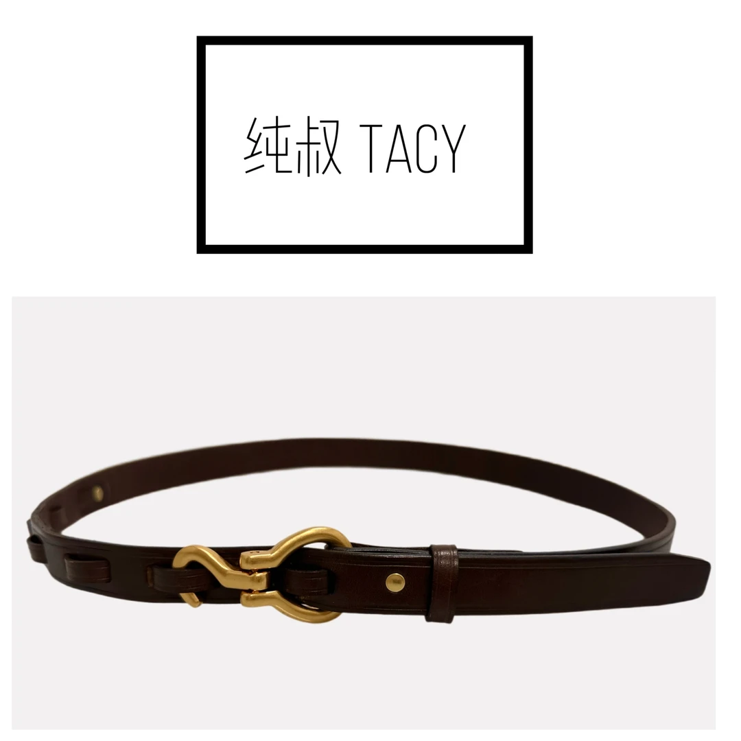 纯叔Tacy贰店“钩子腰带”头层牛皮可调节设计感皮带