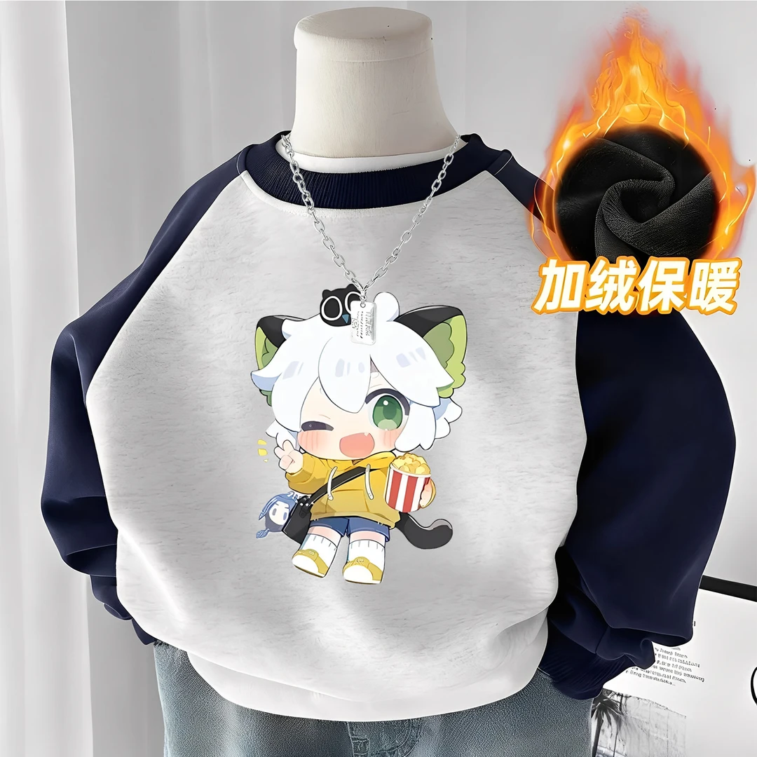 童装罗小黑时尚可爱儿童加厚款插肩圆领卫衣秋冬款卡通套头卫衣