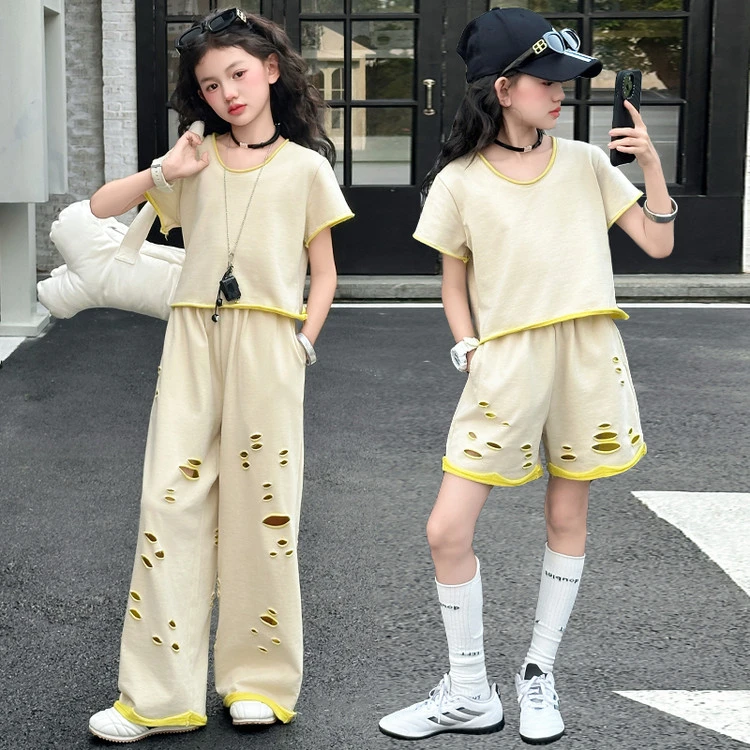 女童套装休闲风套头女孩套装夏季休闲童装运动风中大童时髦MKJL