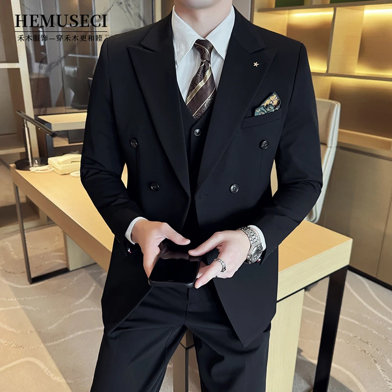 高端新郎西装套装结婚专用男士正装大码商务戗驳领英伦风韩版时尚