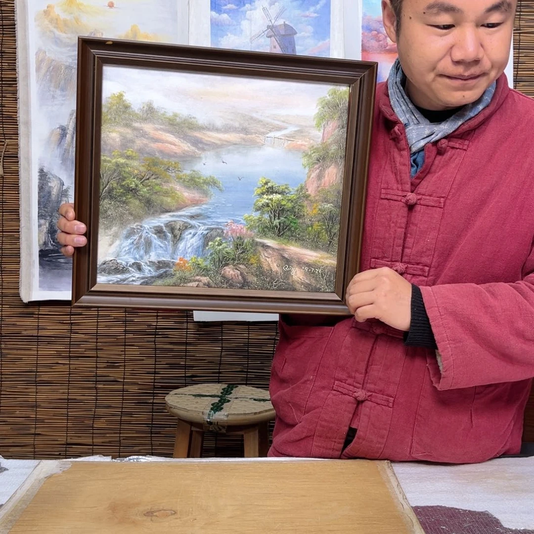 油画行路人小院绘画作品竞拍