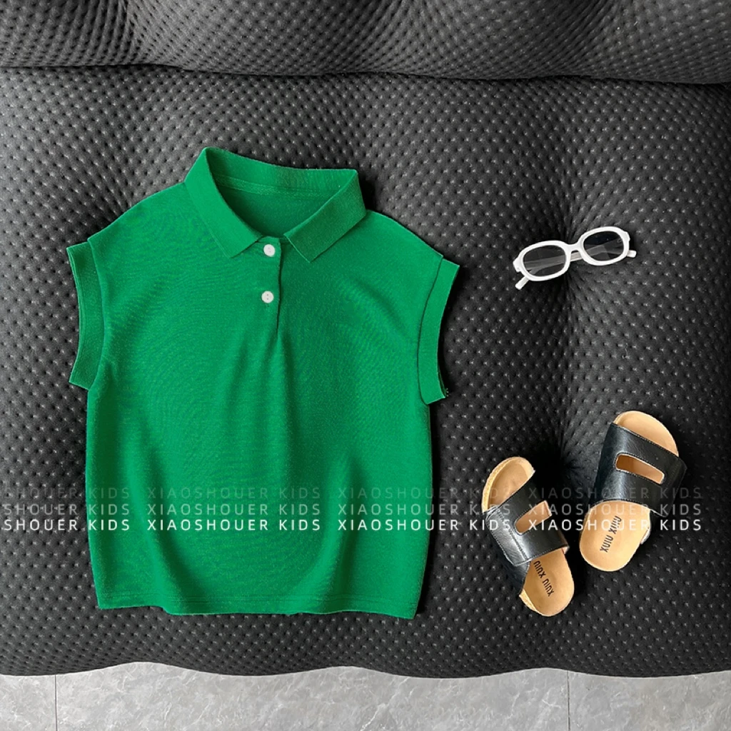 【小首尔】儿童夏季韩版针织薄款POLO百搭无袖背心T恤上衣HBB7621