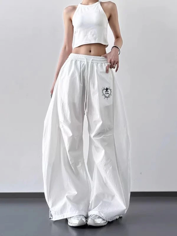 美式街舞潮牌白色香蕉裤女2025夏装新款嘻哈速干运动裤显瘦休闲裤