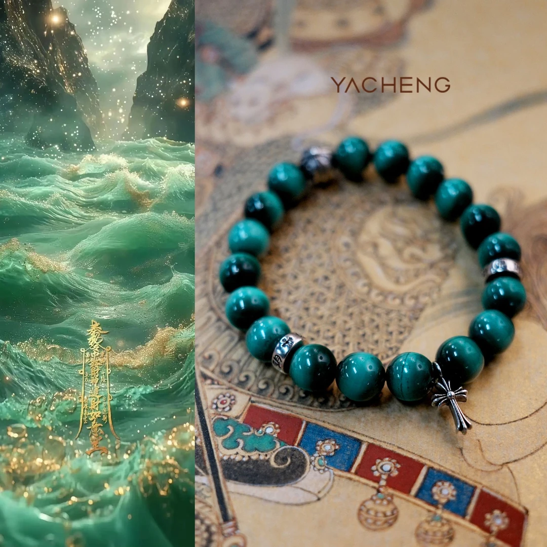 925银手链 【雅丞珠宝】绿色孔雀手串 配礼盒包装