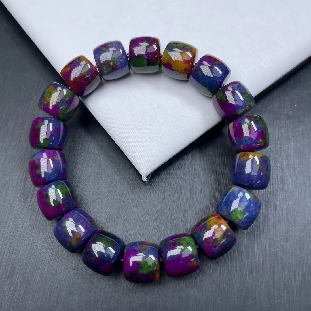 【喜子】QW3492七彩星空12m直切手链/多样性发一精致奇石