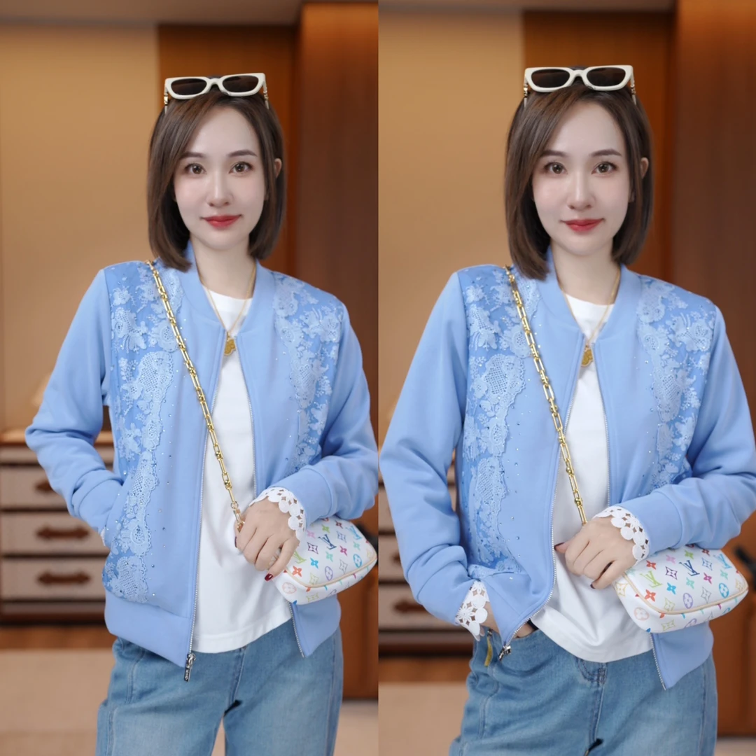 【兰花似锦】重工水溶绣花休闲减龄棒球服外套XY2553
