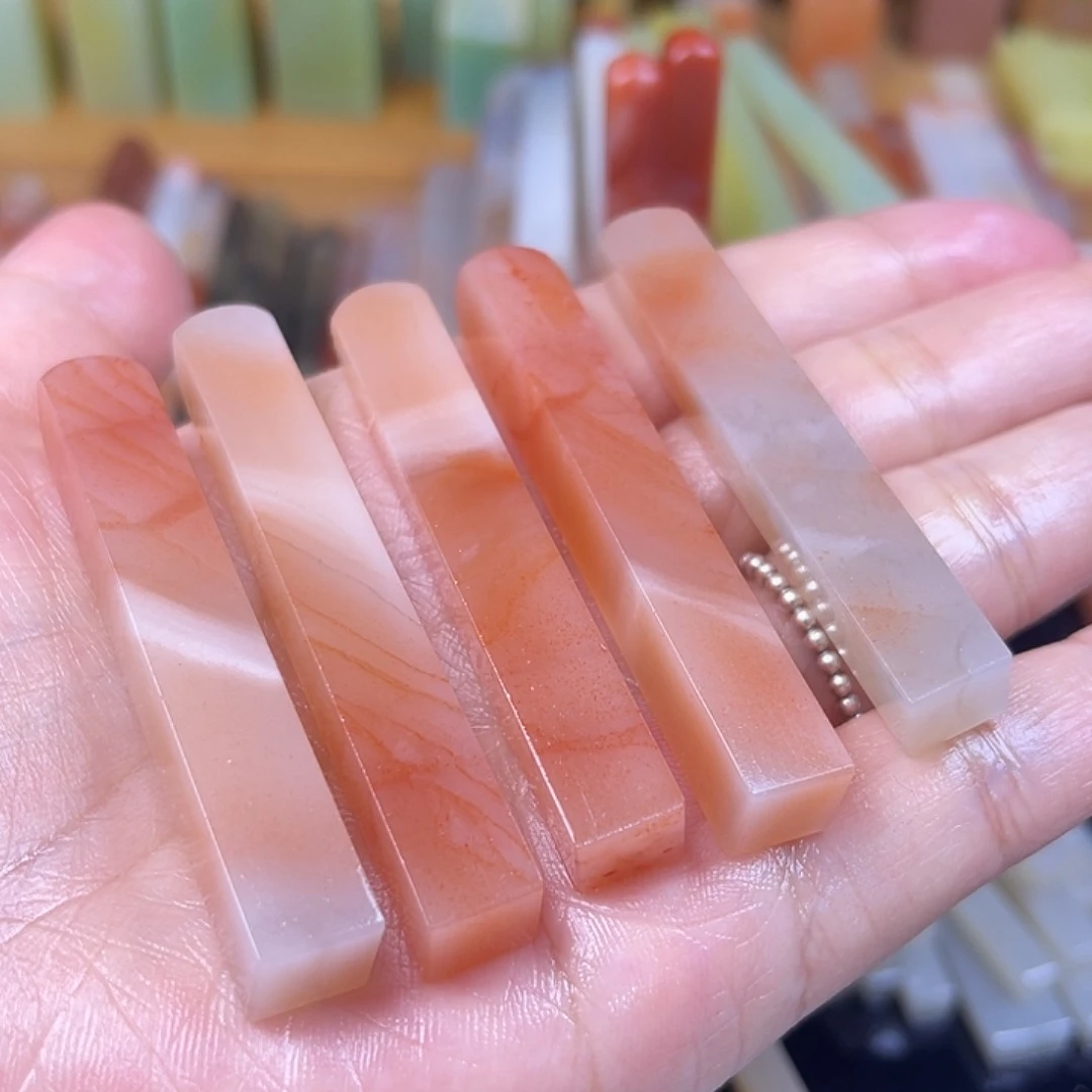 印石青田石老挝石牙签×5   0.9左右印面