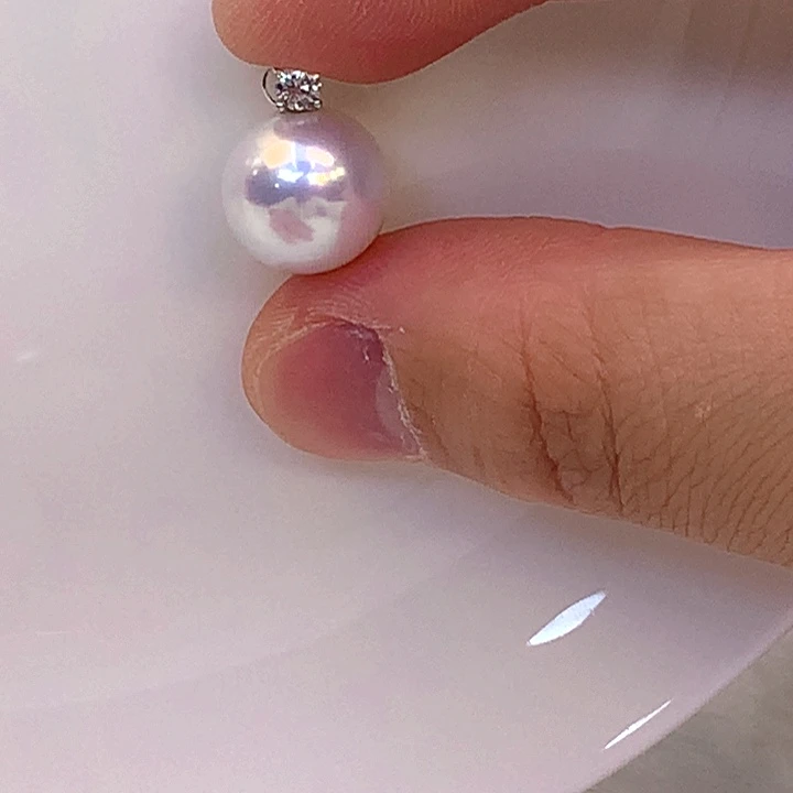 淡水珍珠18K金镶嵌吊坠(不含链)