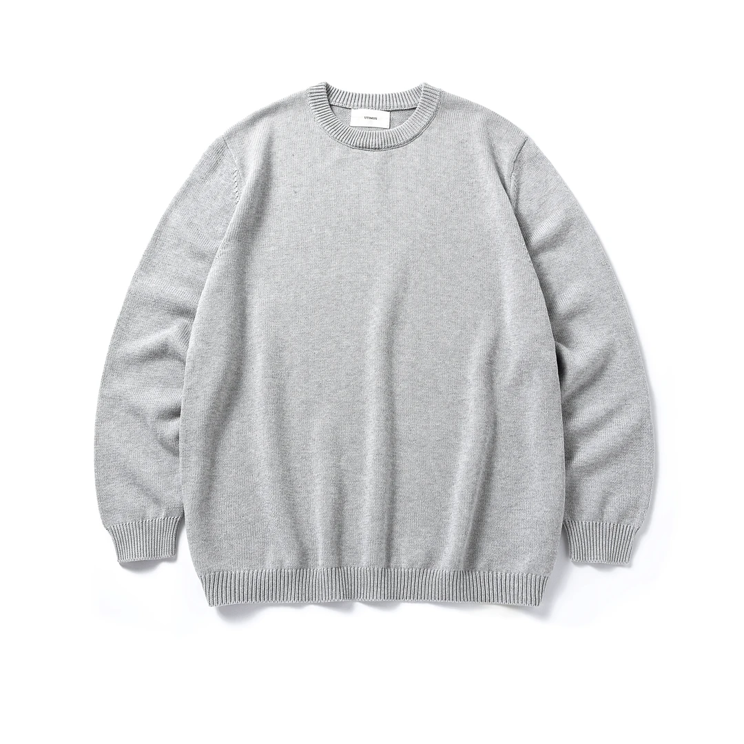 UTIMUS圆领毛衣全棉针织纯色保暖针织衫打底基础款抗静电抗起球